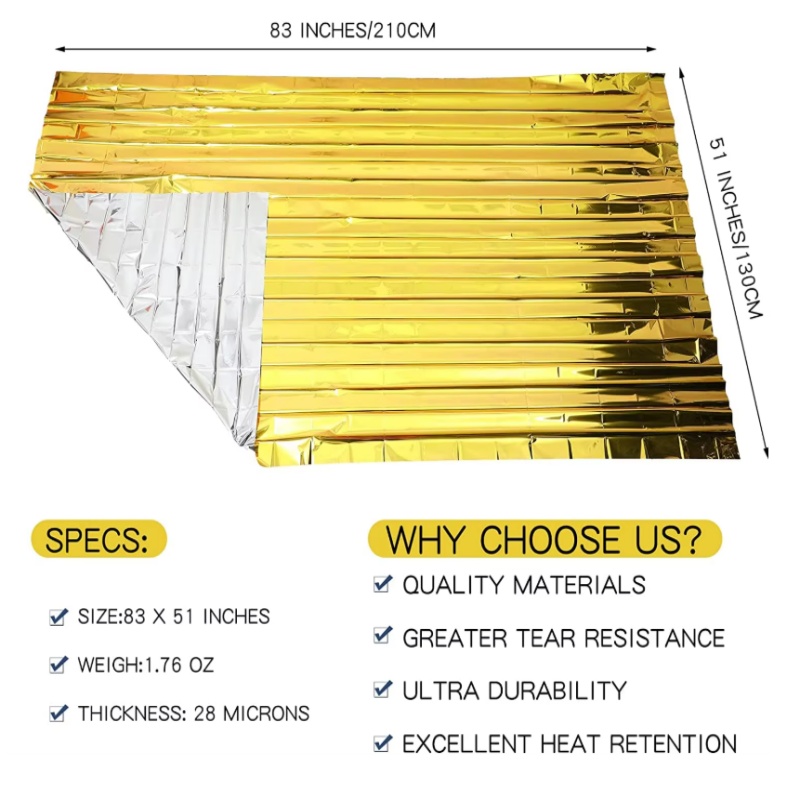 Survival Blanket Reflective - Couverture de survie thermique en Mylar